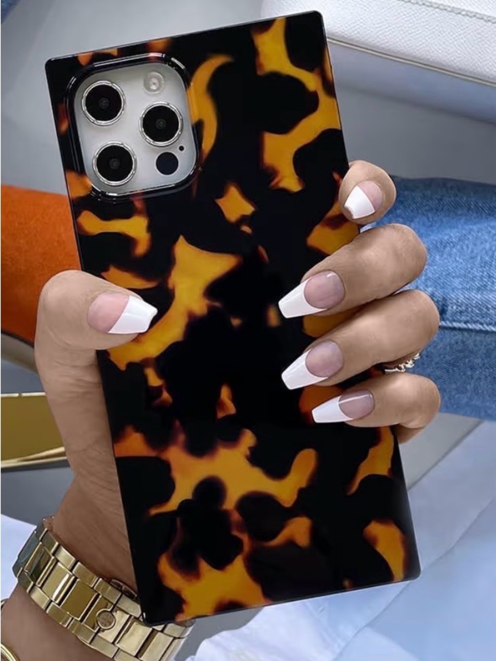 Tortoiseshell Pattern Phone Case - Black & Brown